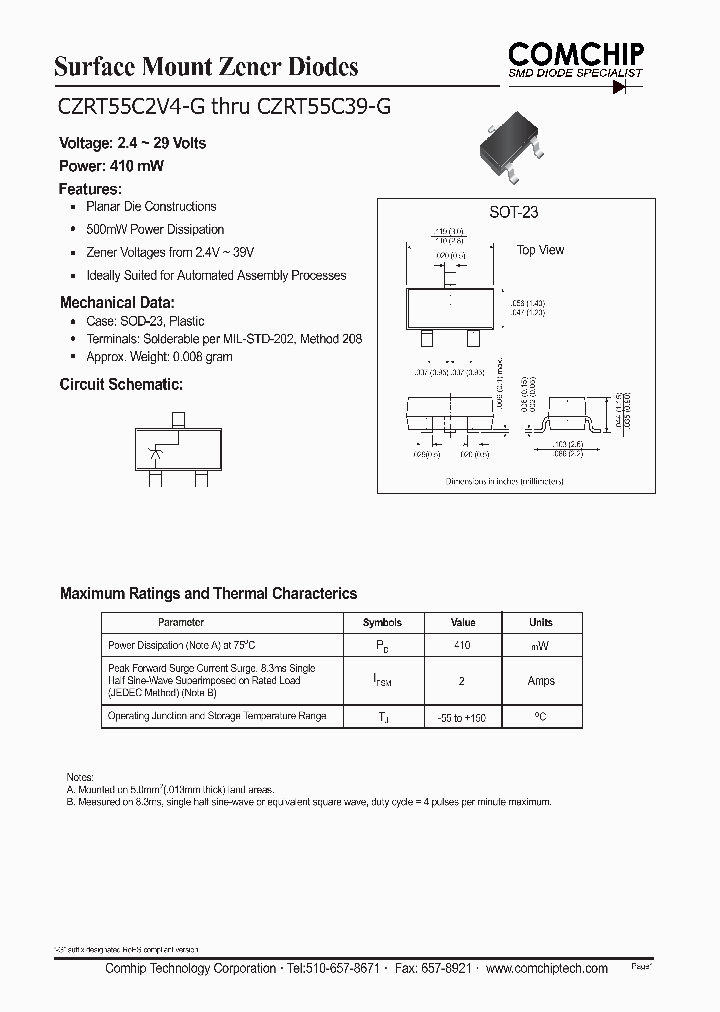 CZRT55C9V1-G_1230794.PDF Datasheet