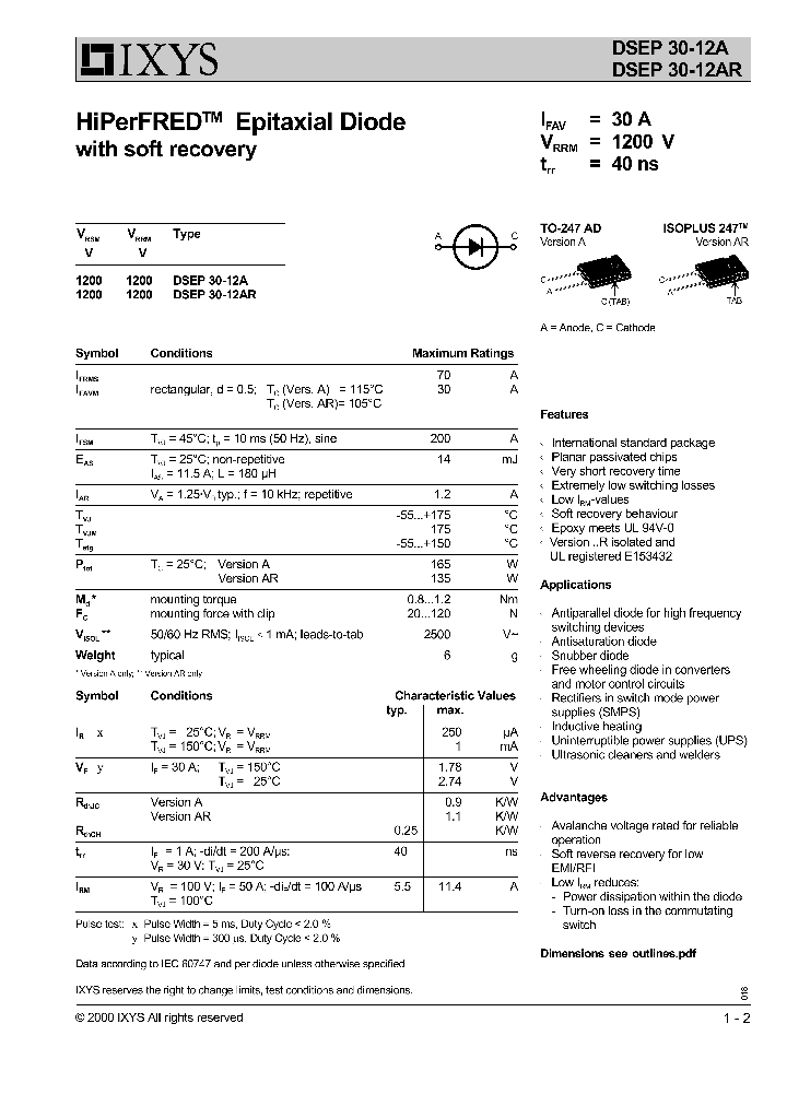 DSEP30-12AR_1234701.PDF Datasheet