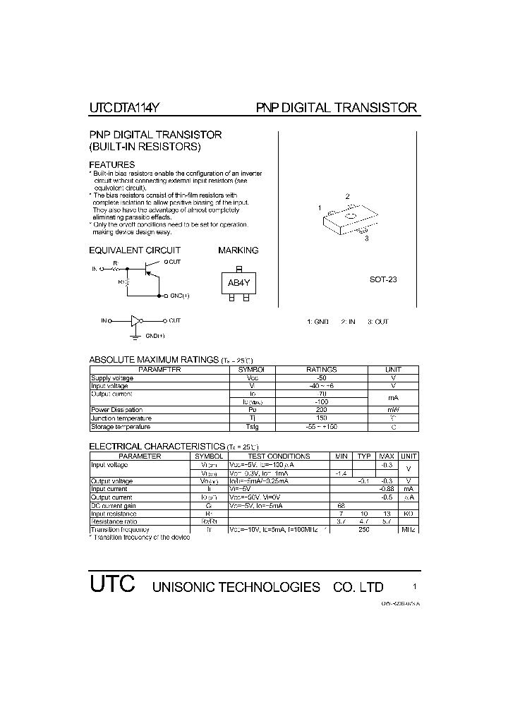 DTA114Y_1147399.PDF Datasheet