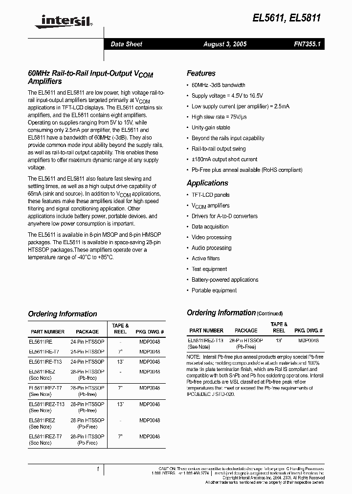 EL5611_1049439.PDF Datasheet