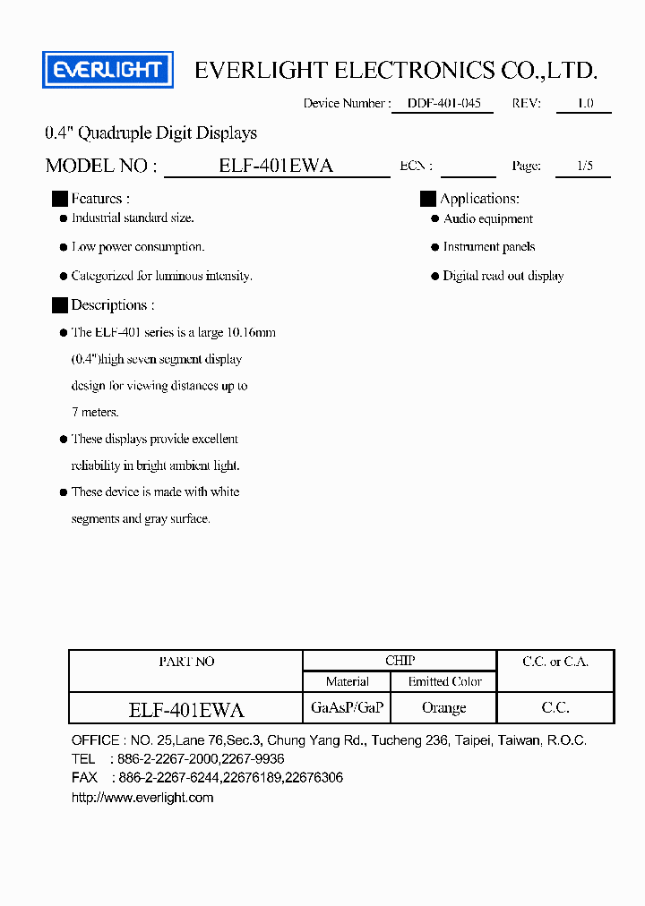 ELF-401EWA_1236839.PDF Datasheet