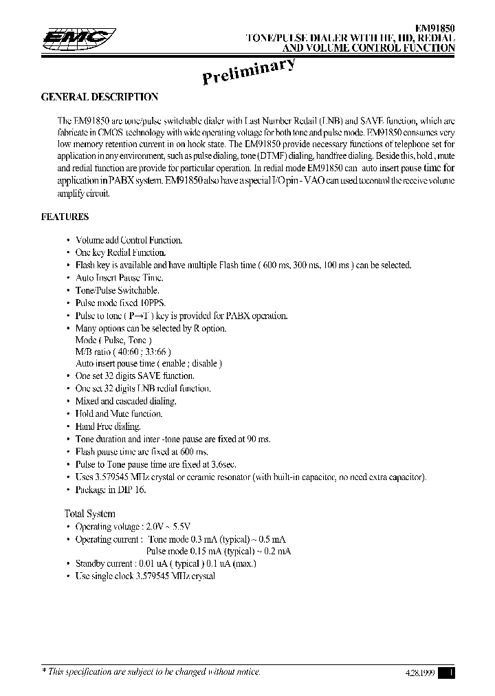 EM91850_1237157.PDF Datasheet