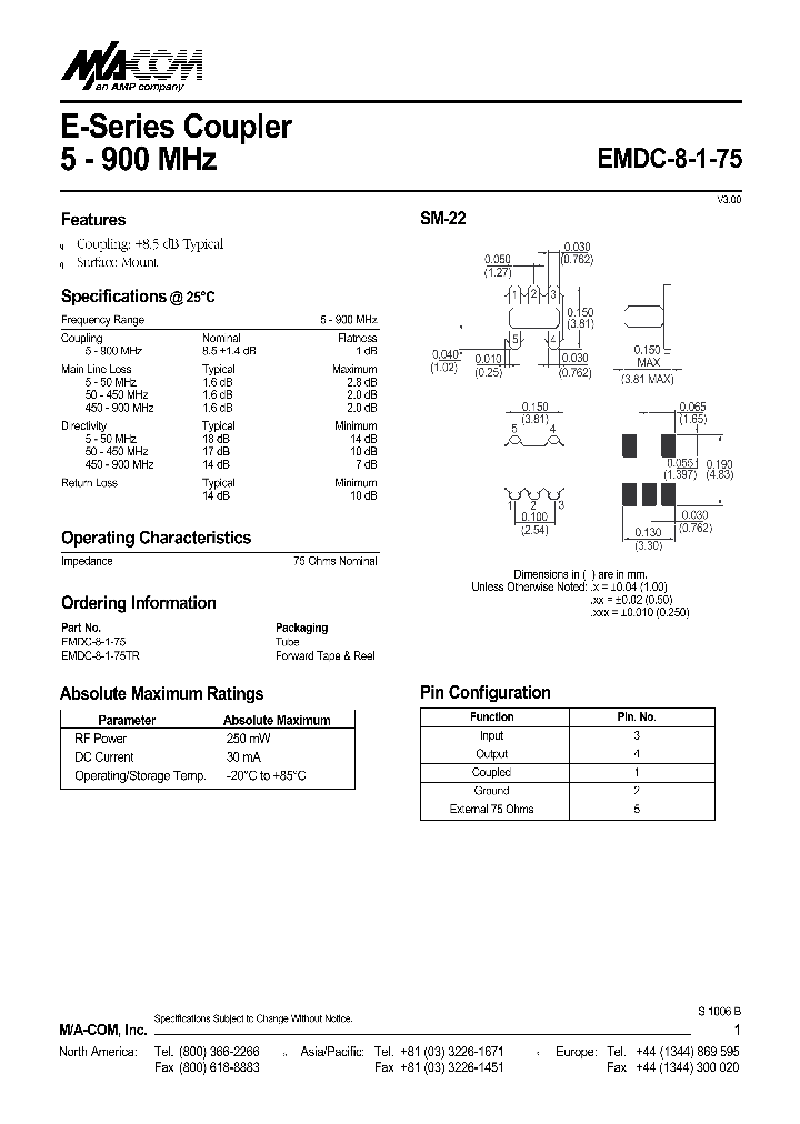 EMDC-8-1-75TR_1237218.PDF Datasheet