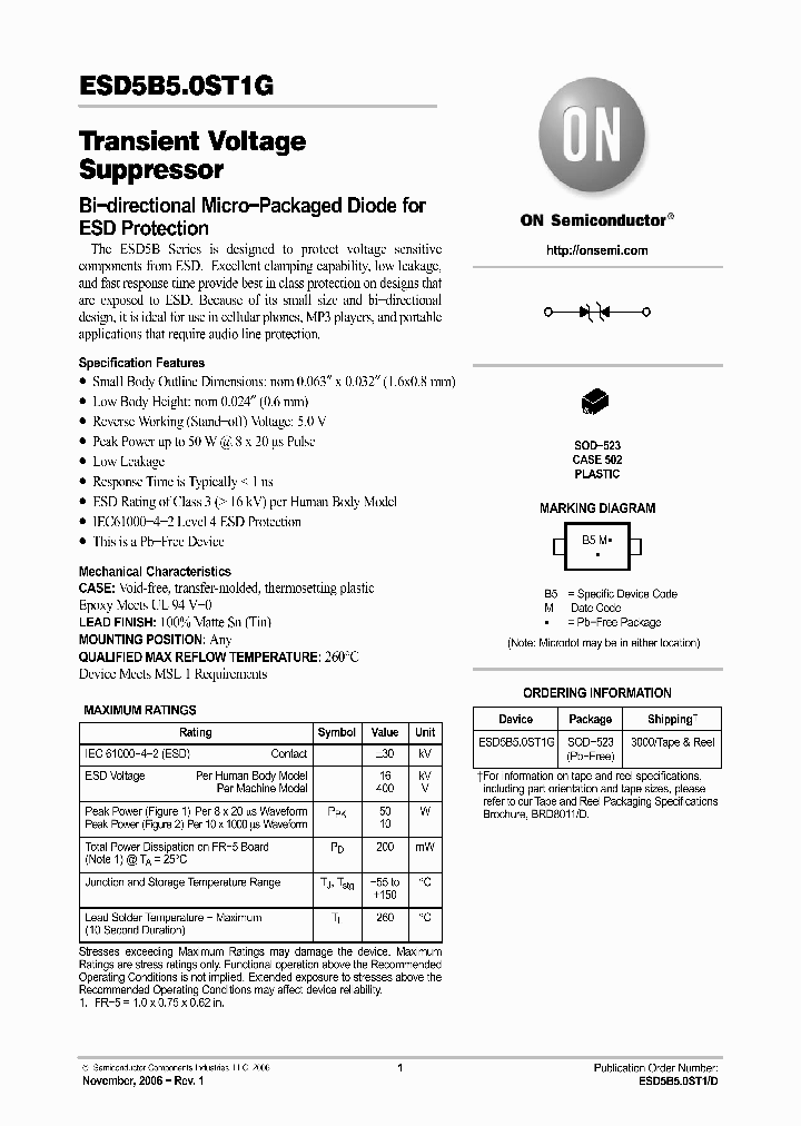 ESD5B50ST1G_1126137.PDF Datasheet