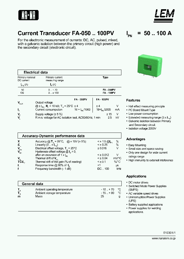 FA-100PV_1031655.PDF Datasheet
