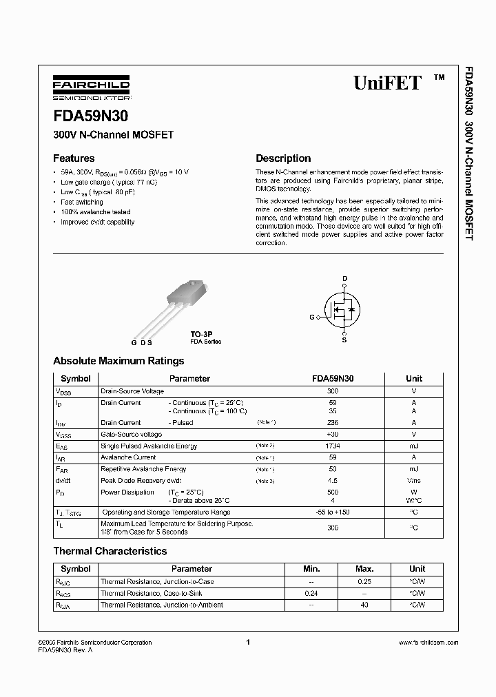 FDA59N30_1239191.PDF Datasheet