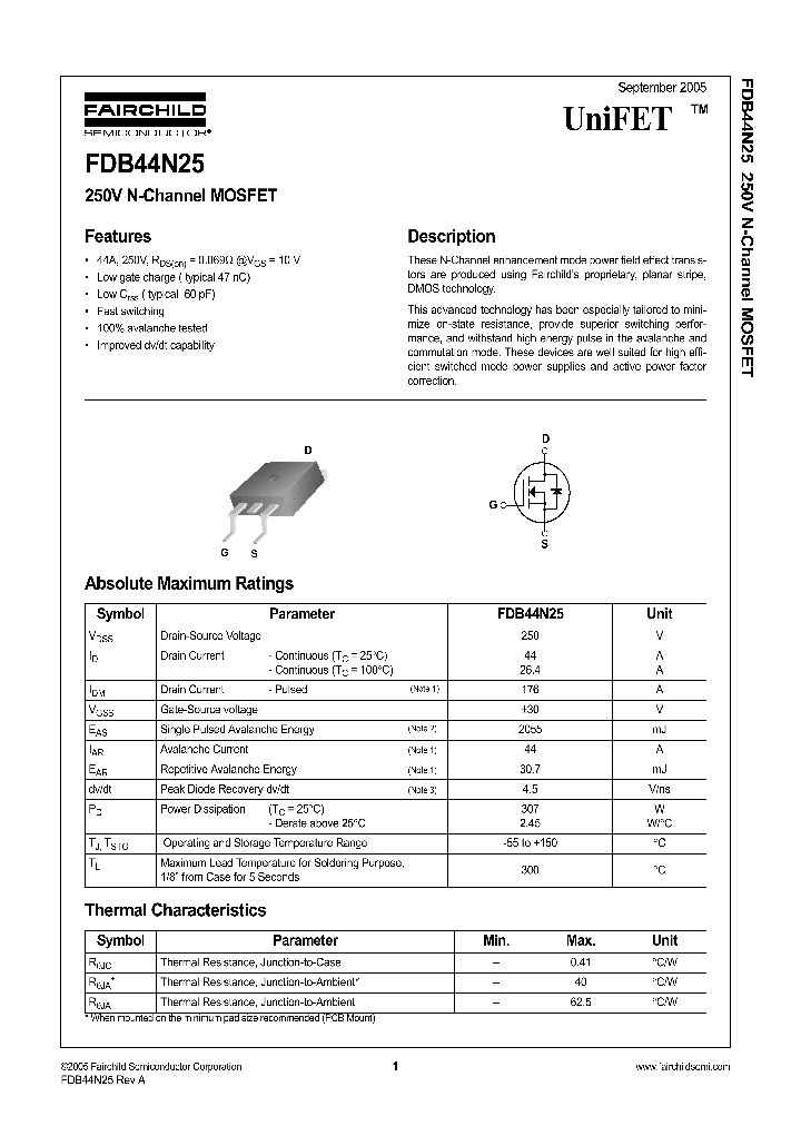 FDB44N25TM_1239219.PDF Datasheet