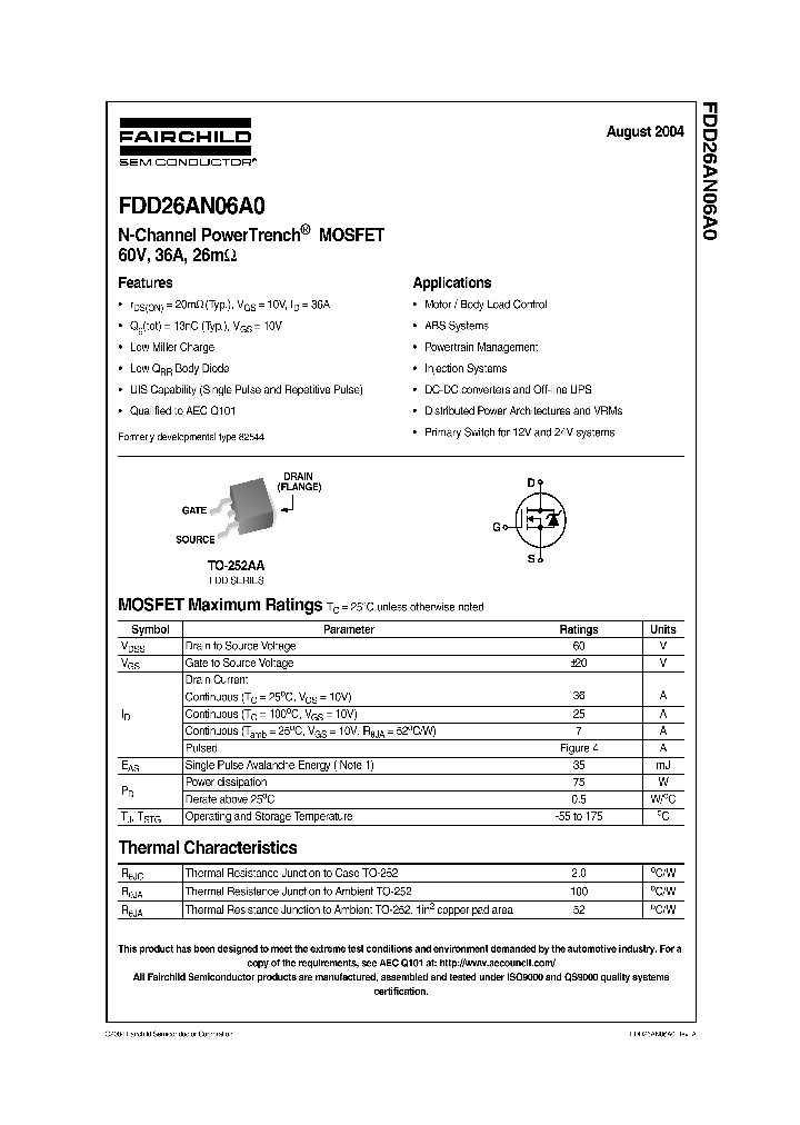 FDD26AN06A0_1239337.PDF Datasheet