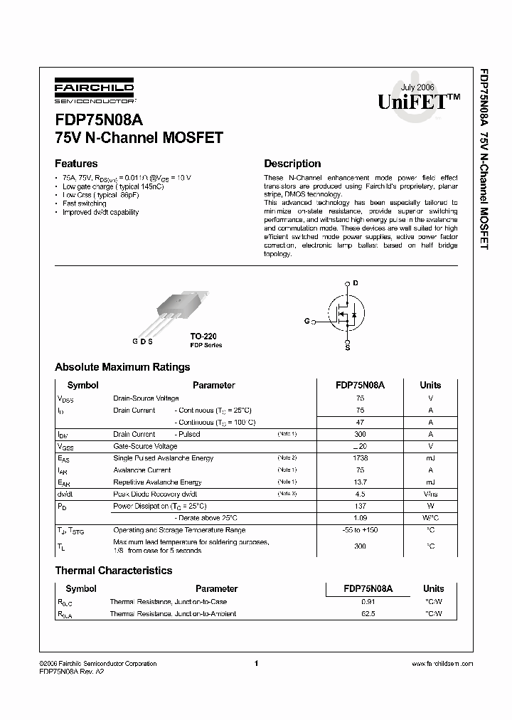 FDP75N08A_1239577.PDF Datasheet