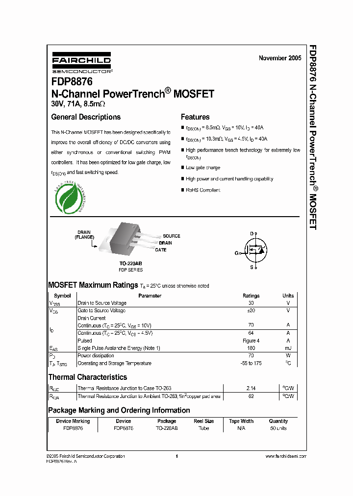 FDP8876_1239582.PDF Datasheet