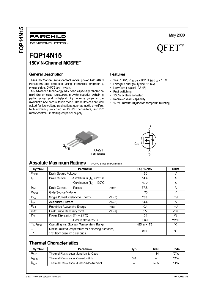 FQP14N15_1157075.PDF Datasheet