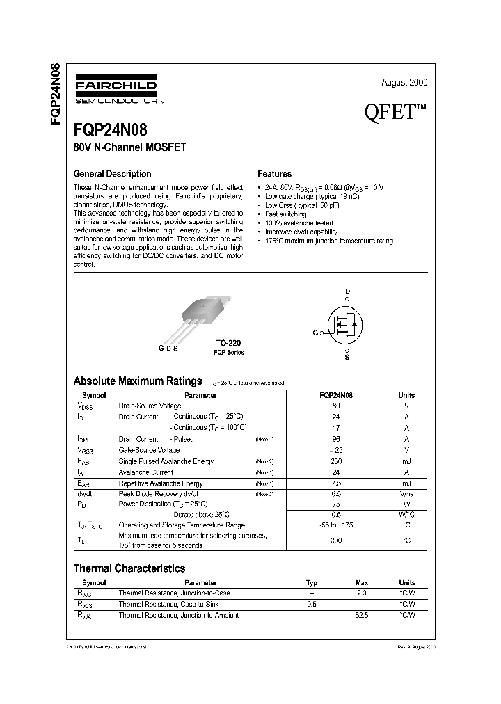 FQP24N08_1093361.PDF Datasheet