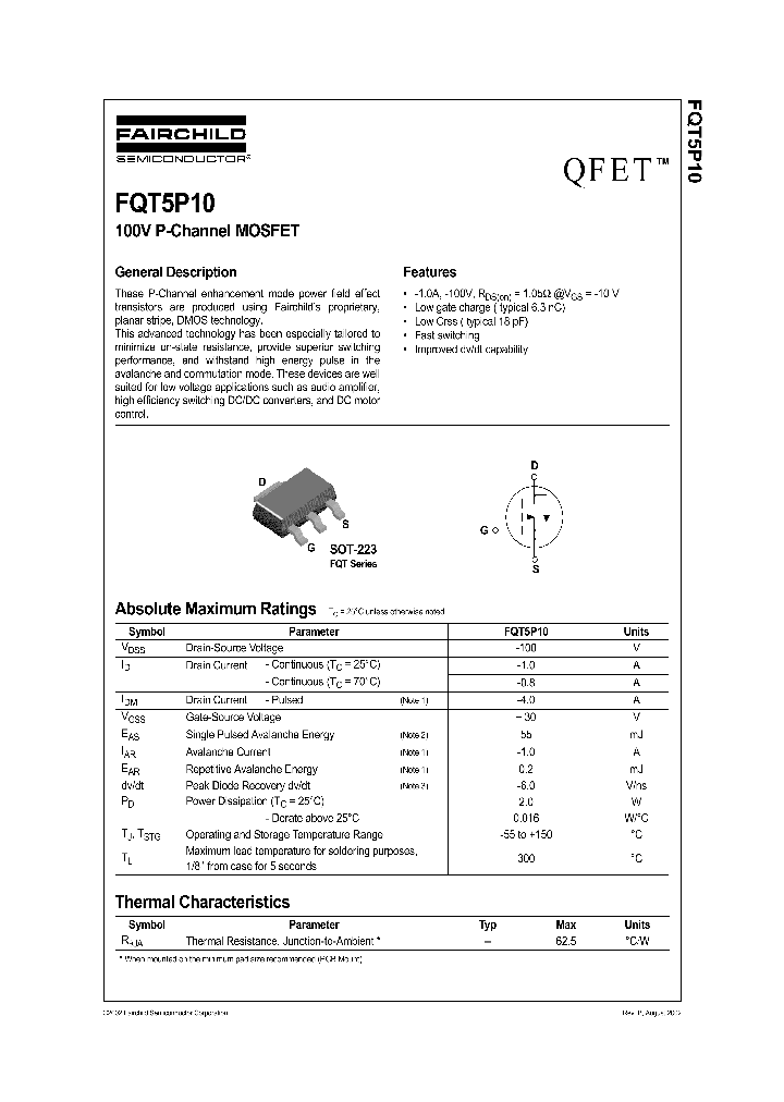 FQT5P10_1052299.PDF Datasheet