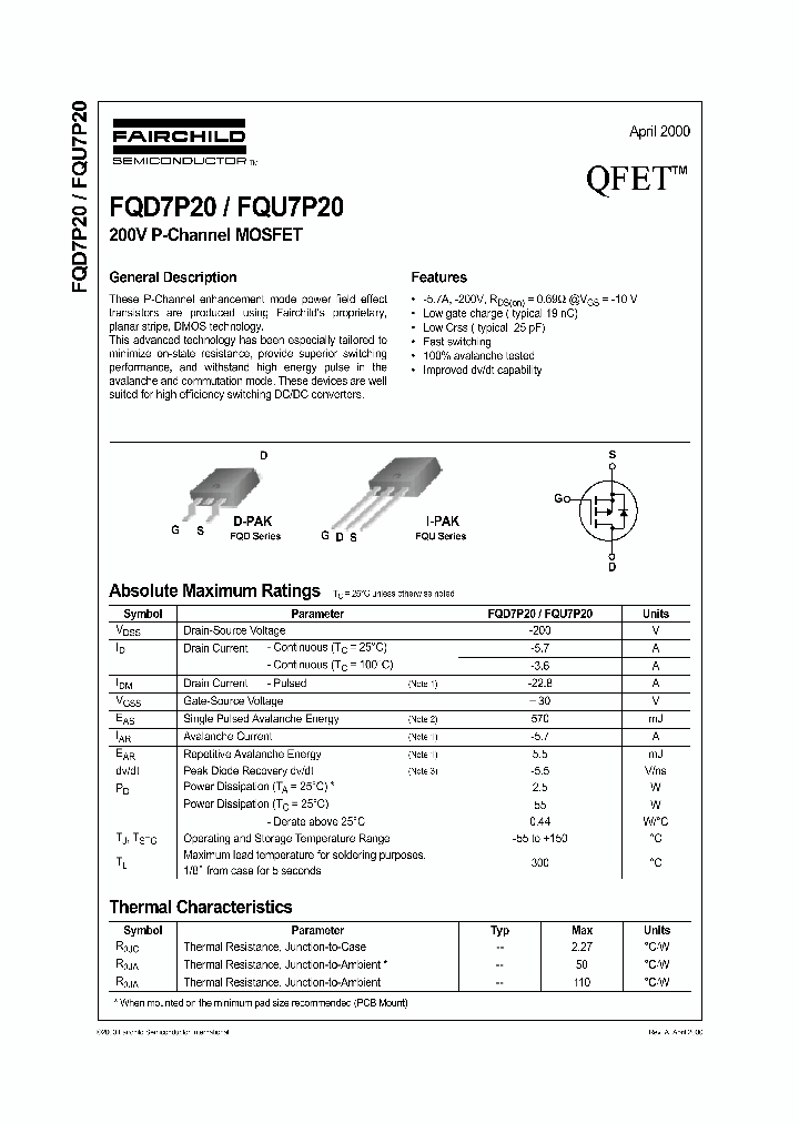 FQU7P20_1242015.PDF Datasheet