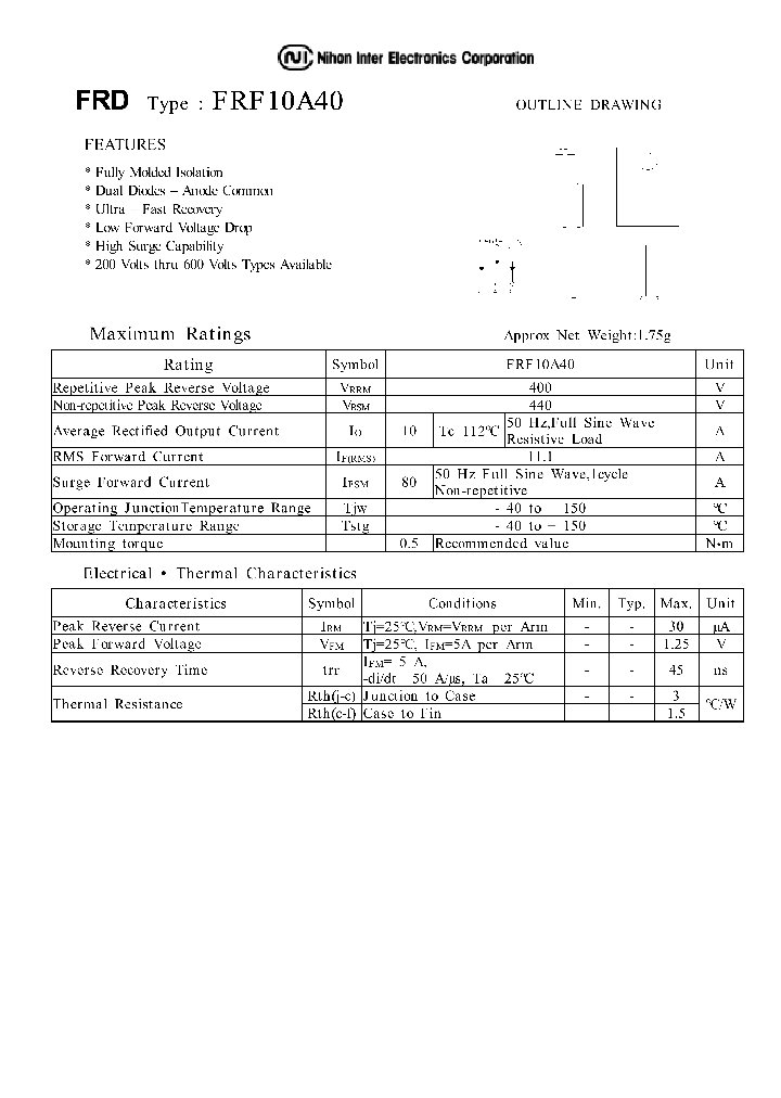 FRF10A40_1242255.PDF Datasheet