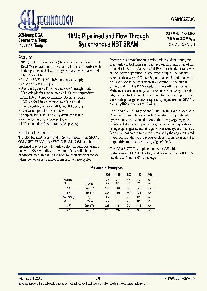 GS8162Z72C-200I_1245911.PDF Datasheet