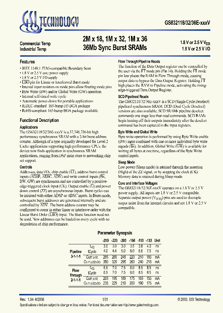 GS832118E-150IV_620116.PDF Datasheet