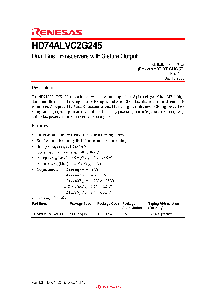 HD74ALVC2G245USE_1248232.PDF Datasheet