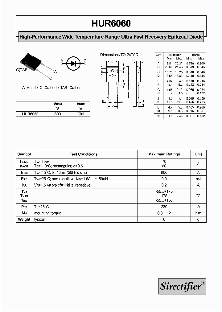 HUR6060_1251955.PDF Datasheet