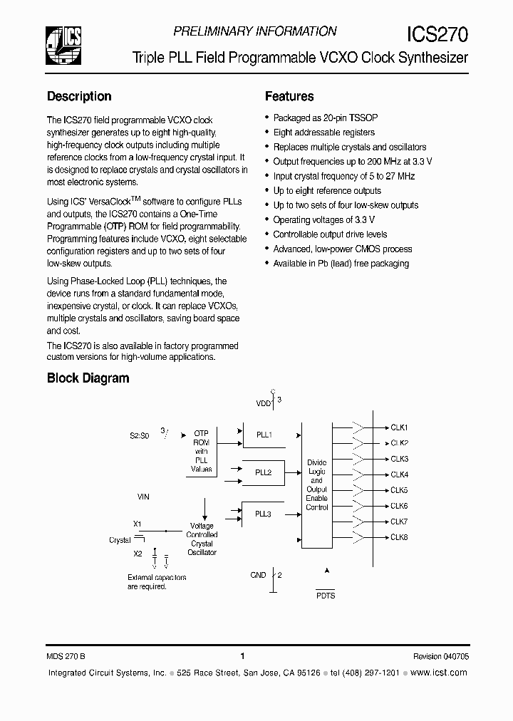 ICS270PGLF_1252765.PDF Datasheet