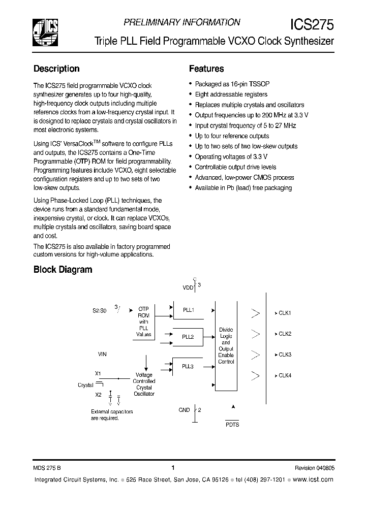 ICS275PGLF_1252767.PDF Datasheet