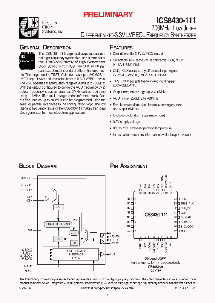 ICS8430DY-111T_1252997.PDF Datasheet