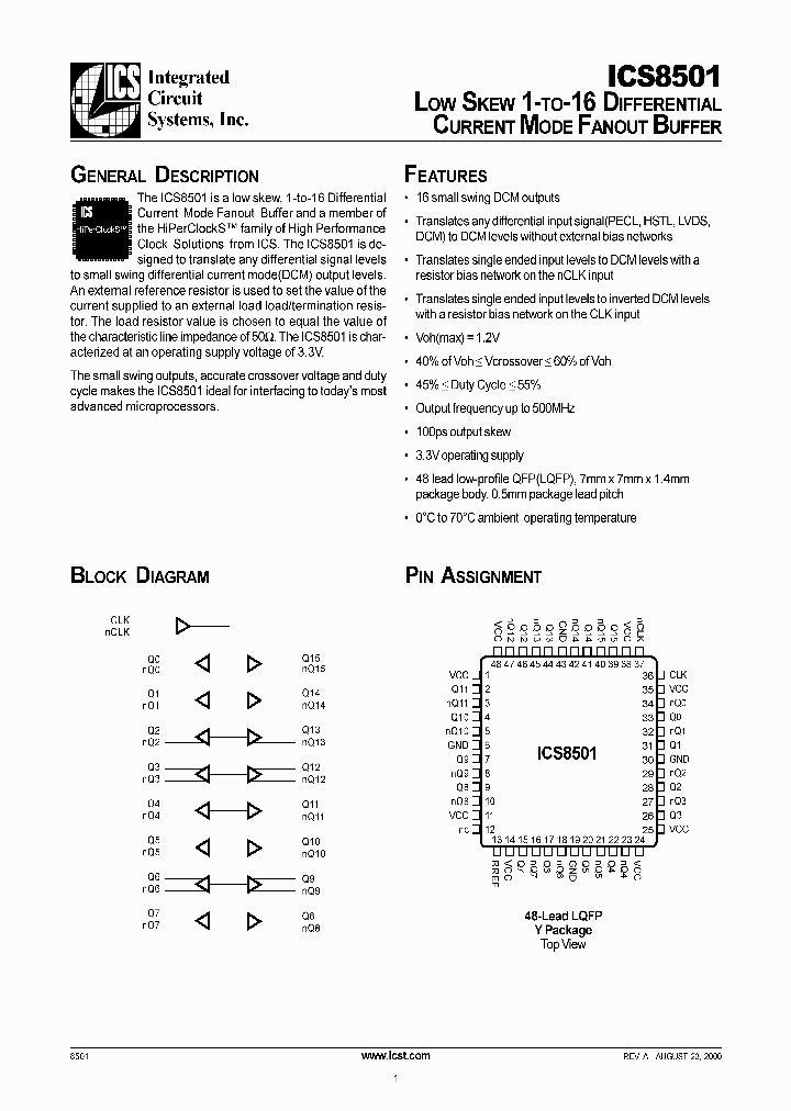 ICS8501BYT_1253067.PDF Datasheet