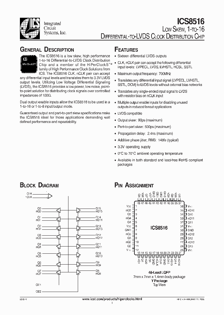 ICS8516FYT_1253068.PDF Datasheet