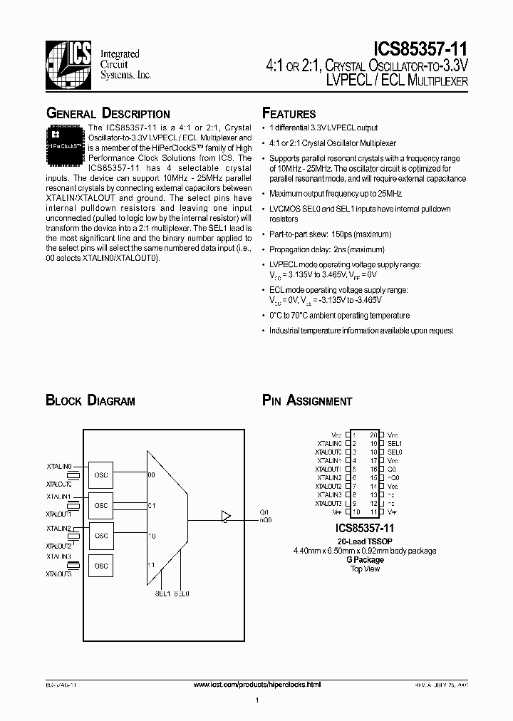 ICS85357AG-11T_1253131.PDF Datasheet