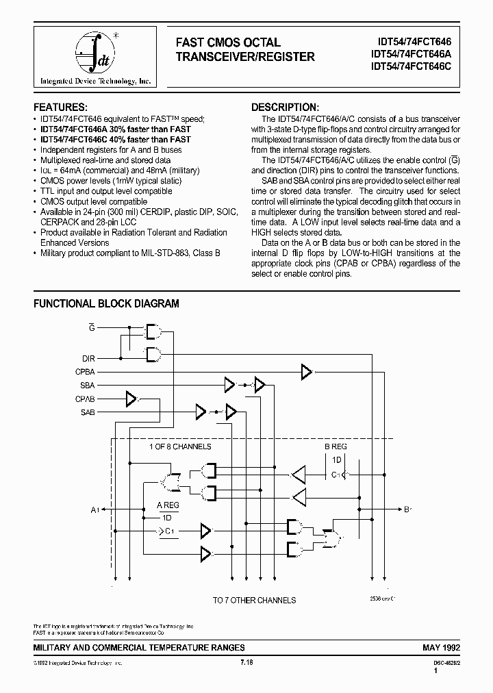 IDT54FCT646AE_808240.PDF Datasheet