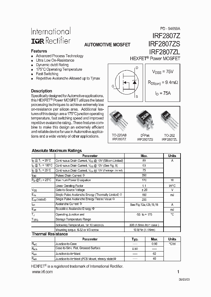 IRF2807Z_788753.PDF Datasheet