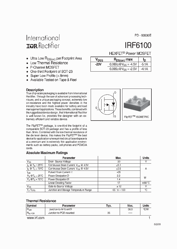 IRF6100_1255455.PDF Datasheet