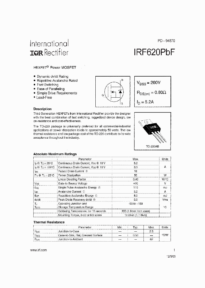 IRF620PBF_849851.PDF Datasheet