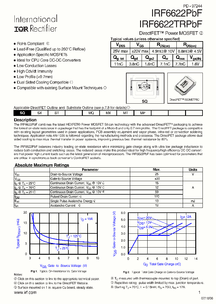 IRF6622PBF_1188097.PDF Datasheet