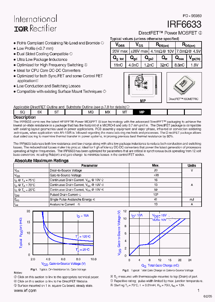 IRF6633_1255518.PDF Datasheet