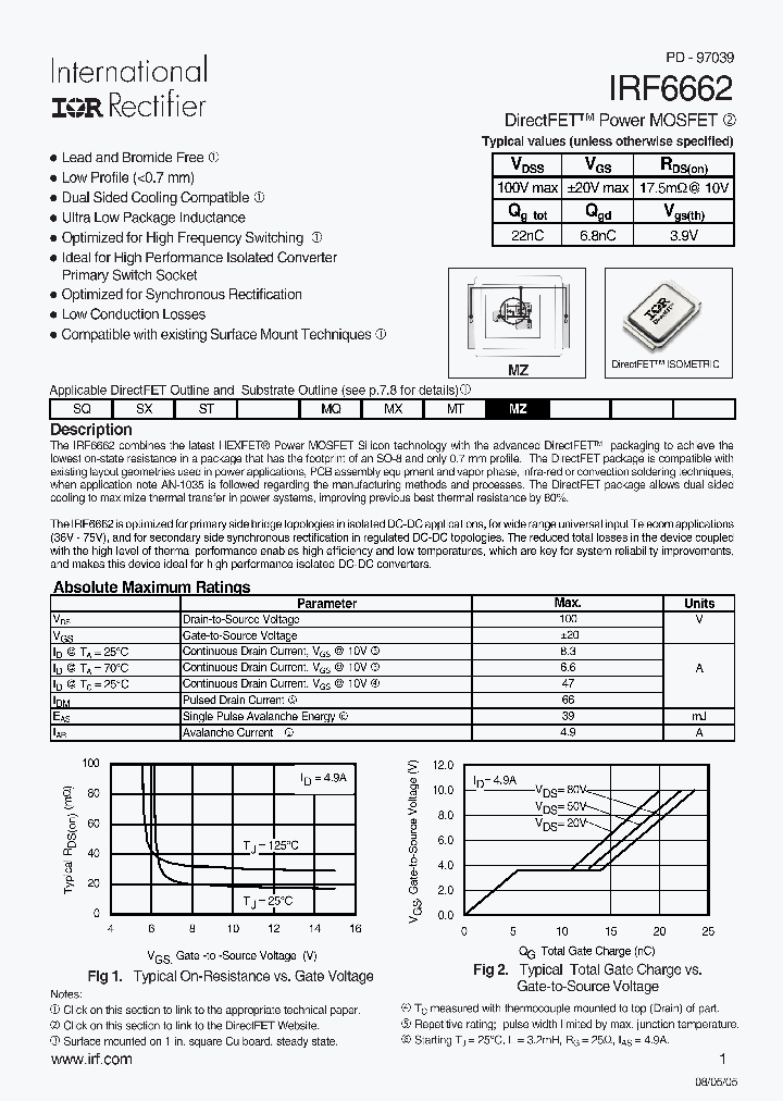 IRF6662_1255527.PDF Datasheet