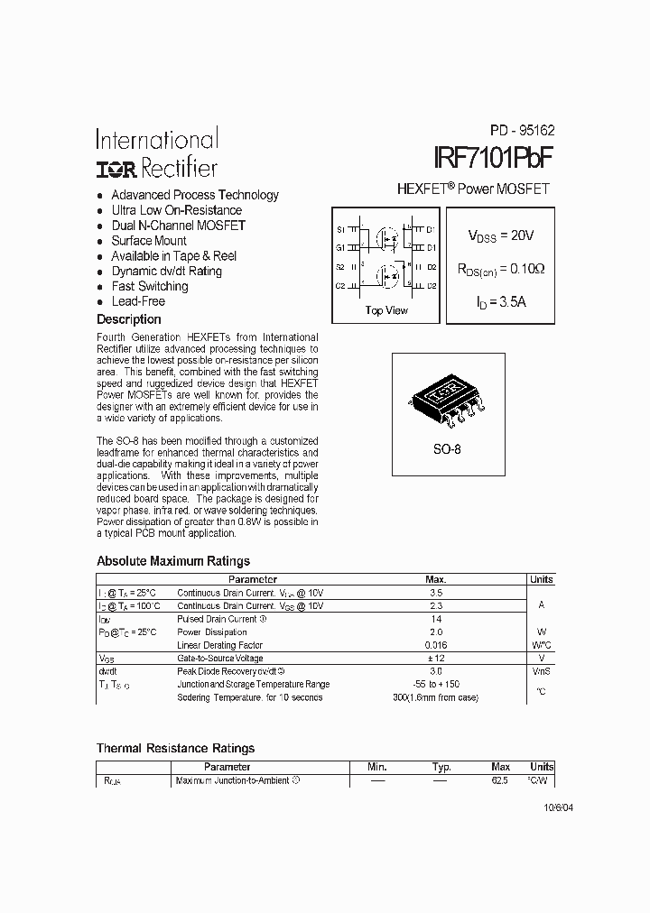 IRF7101PBF_1255536.PDF Datasheet