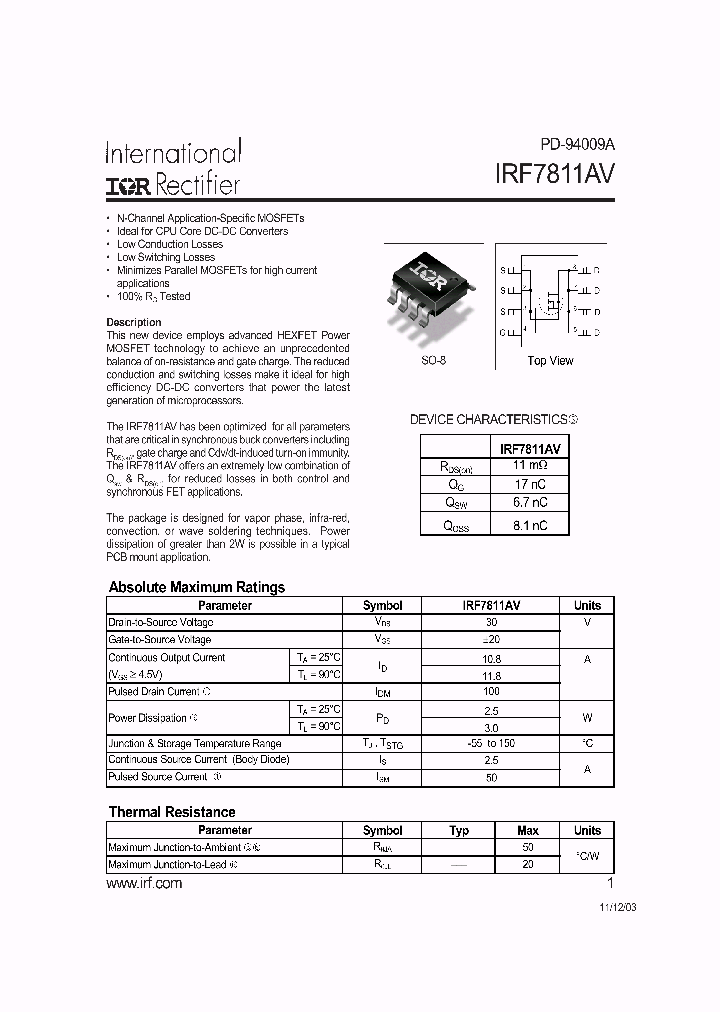 IRF7811AV_1255668.PDF Datasheet