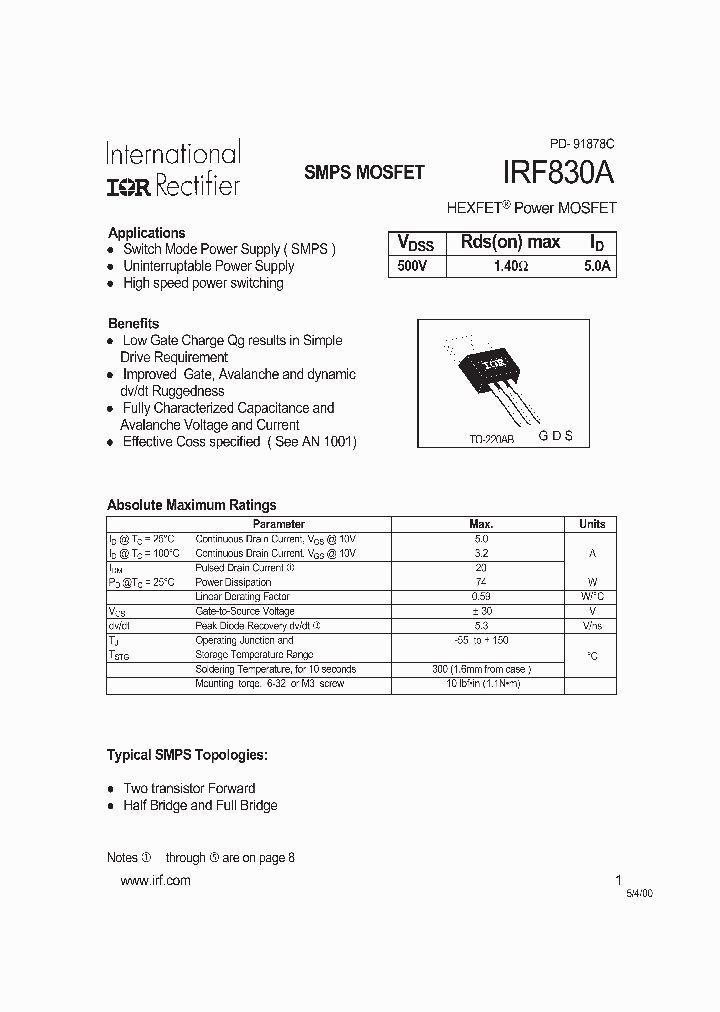 IRF830A_1255694.PDF Datasheet