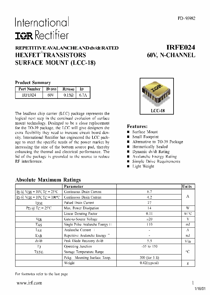 IRFE024_1091076.PDF Datasheet