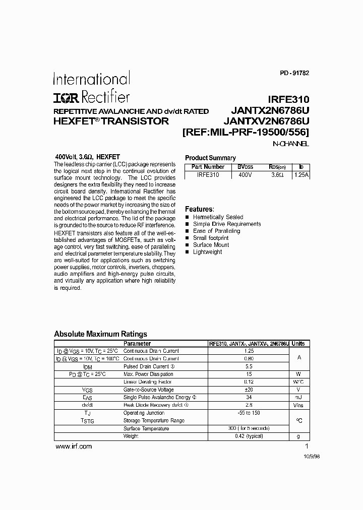 IRFE310_1091084.PDF Datasheet
