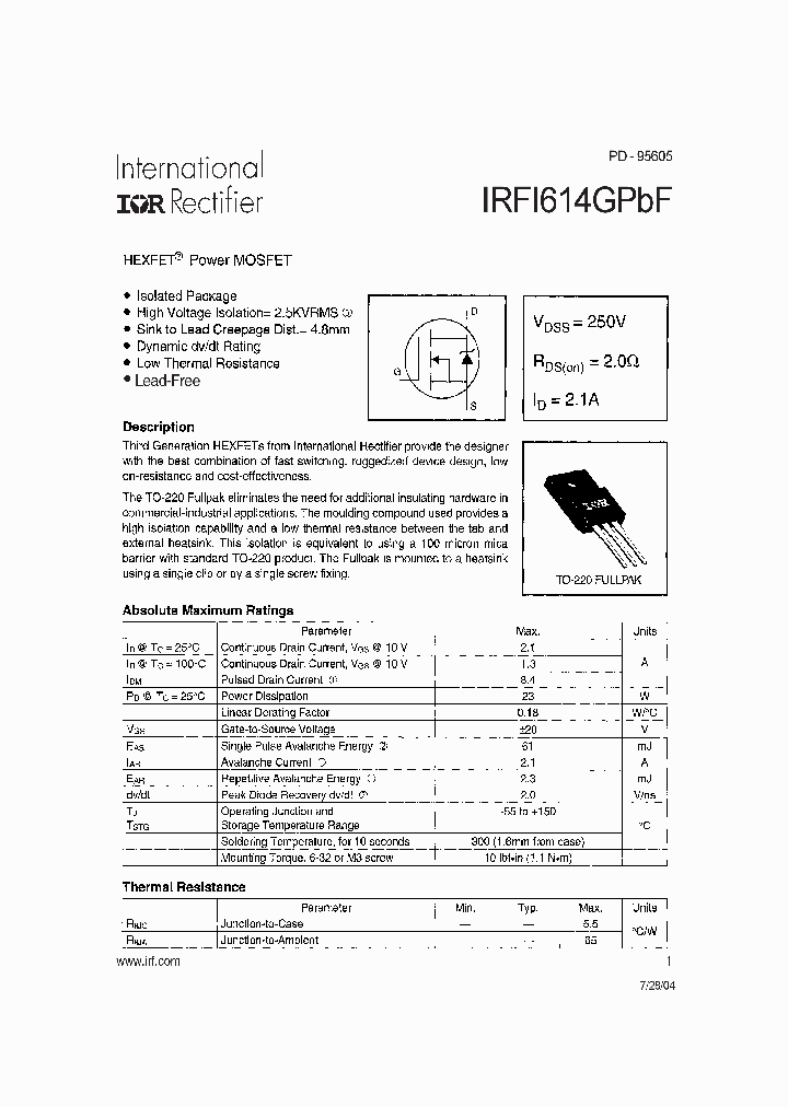 IRFI614GPBF_1255847.PDF Datasheet