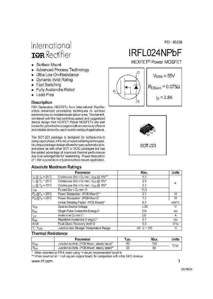 IRFL024NPBF_1161059.PDF Datasheet
