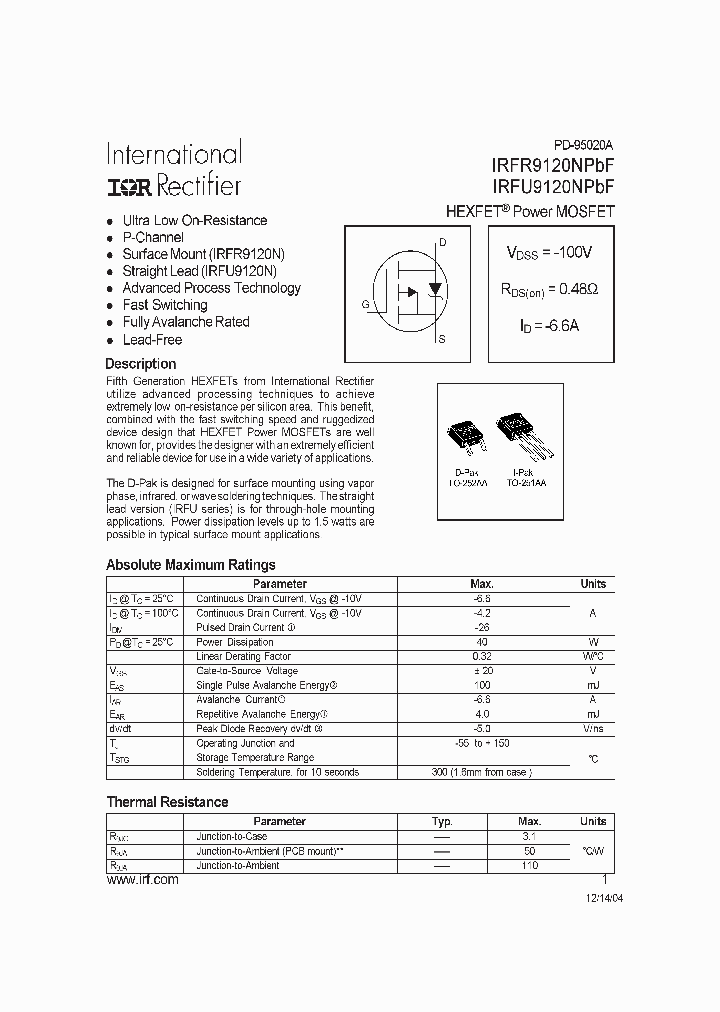 IRFR9120NPBF_1149808.PDF Datasheet