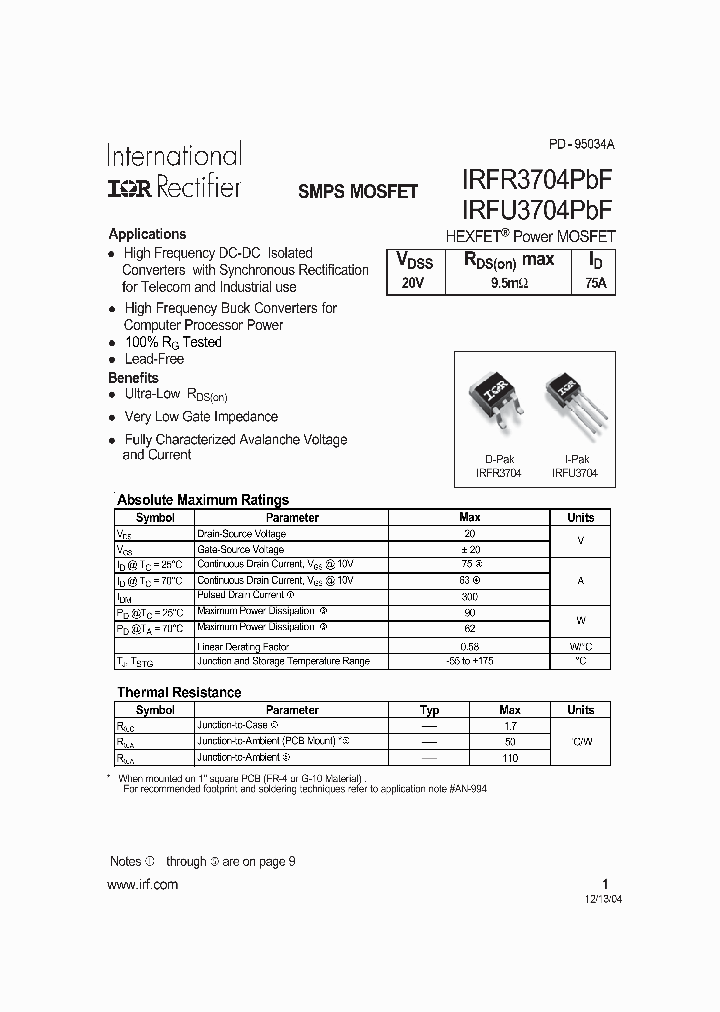 IRFR3704PBF_709404.PDF Datasheet