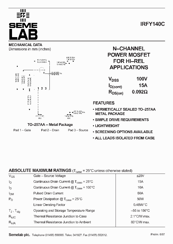 IRFY140C_1256229.PDF Datasheet