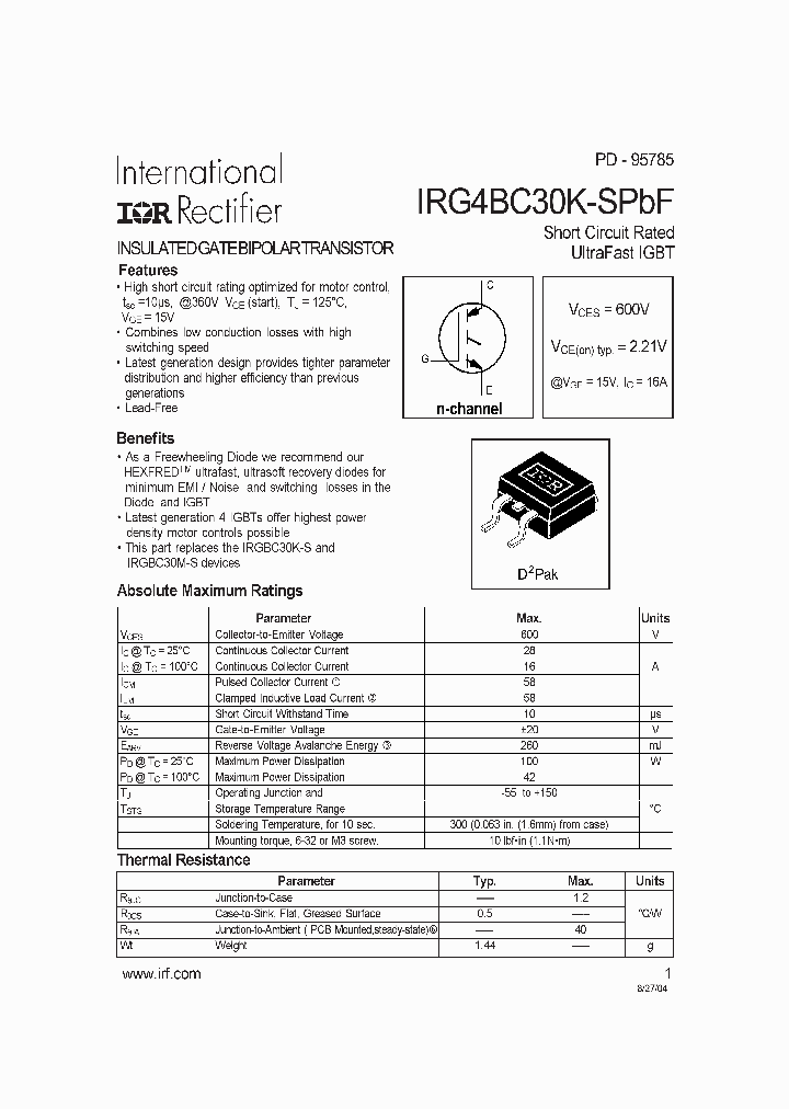 IRG4BC30SPBF_1256323.PDF Datasheet