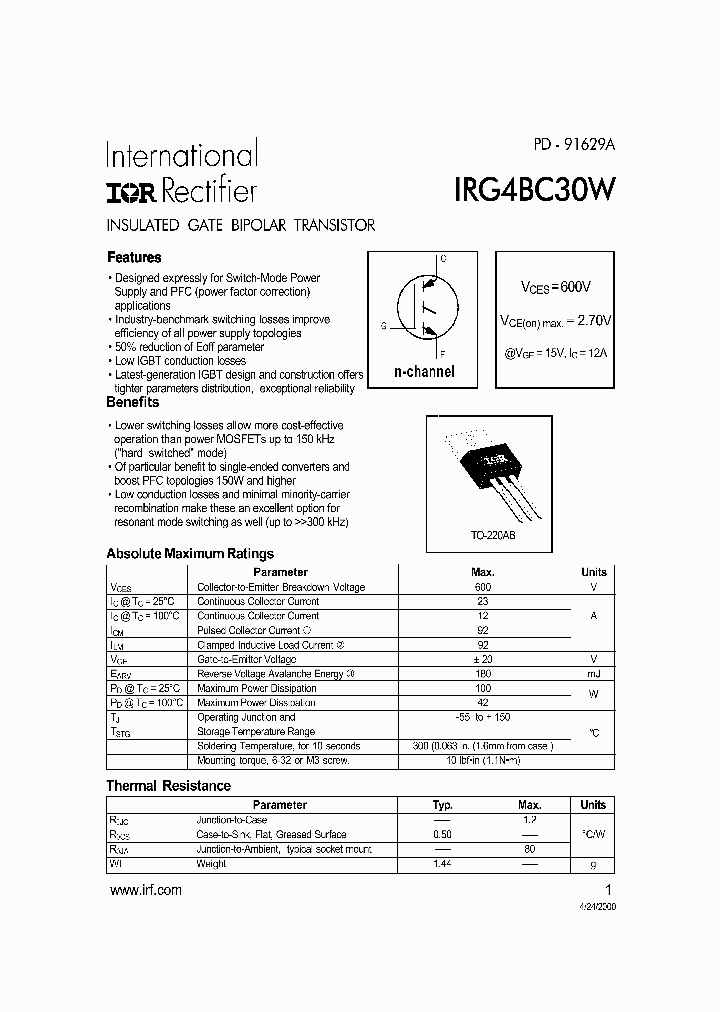 IRG4BC30W_1256329.PDF Datasheet