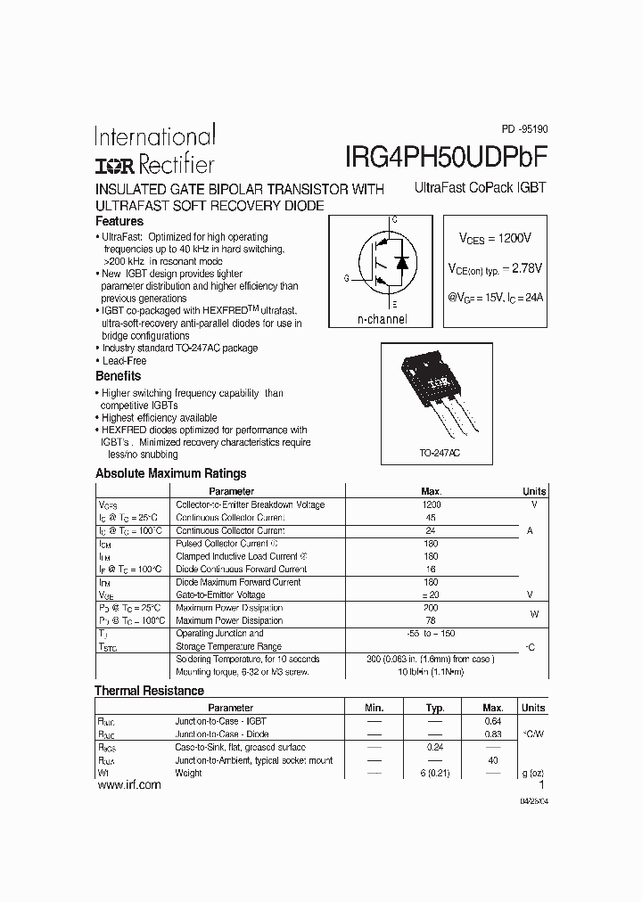 IRG4PH50UDPBF_1145843.PDF Datasheet