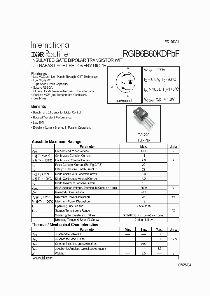 IRGIB6B60KDPBF_1256460.PDF Datasheet